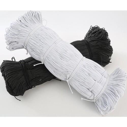 DIY Apparel Sewing Fabric Black white Round Belt Rubber Elastic Bands Rope 1000M/LOT