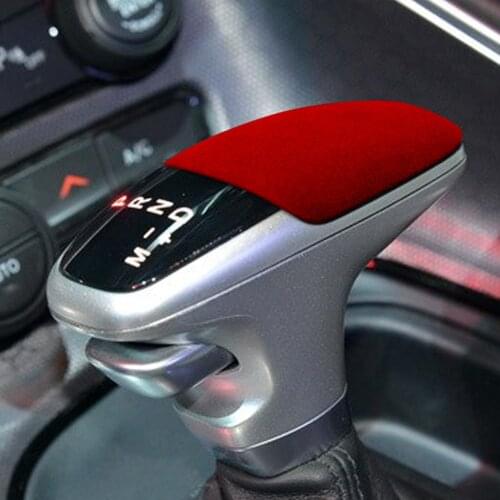 For Dodge Charger 2016-2021 Challenger 2015-2020 Suede Car Gear shift knob head Frame Cover Trim Styling Sticker