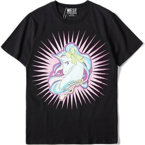 Men New Novelty luxury High Halo Unicorn T Shirts T-Shirt Hip Hop Skateboard Parkour Street Cotton T-Shirts Tee Top N159