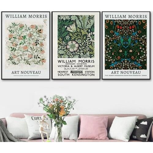 William Morris Canvas Print The Victoria and Albert Museum Exhibition Poster Art Nouveau Flower Pattern Painting Wall Home Decor