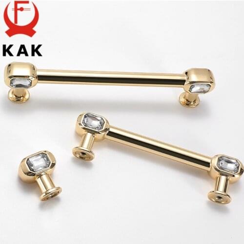 KAK Gold Diamond Shape Design Crystal Glass Knobs Cupboard Drawer Pull Kitchen Cabinet Door Wardrobe Handles Hardware