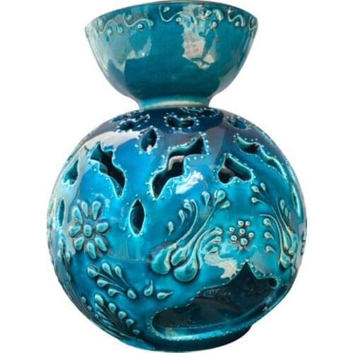 Virgin Natura Ceramic Carved Censer-Turquoise Handmade candle and candlestick свеча и подсвечник vela y candelero