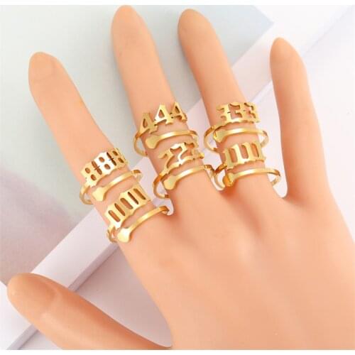 Womens angel number adjustable love heart ring Stainless steel rings for women Gold Silver Jewelry Girlfriends gift Wholesale