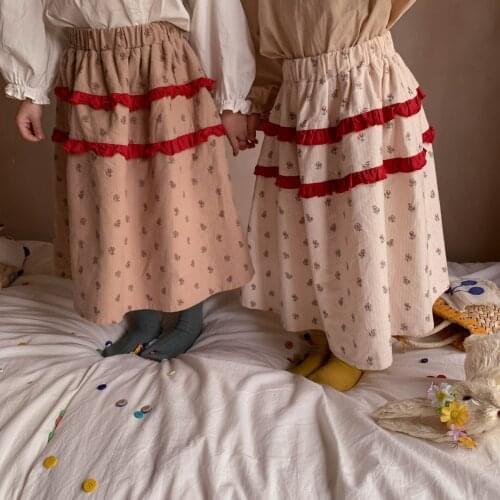 2021 Korea style girls printed skirt autumn cotton fashion girls skirts kids clothes 1-7 years