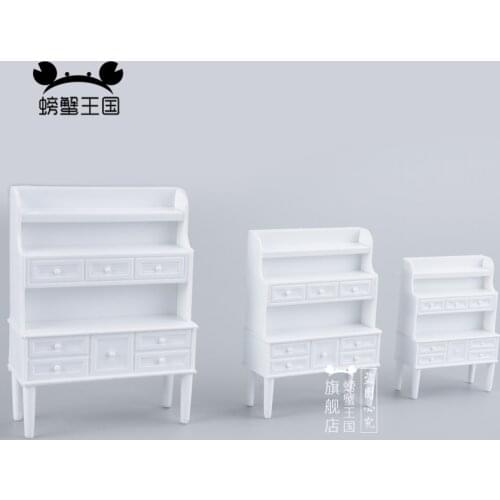 2pcs 1:20 1:25 1:30 Dollhouse mini Furniture Miniature Doll accessories Chinese Style Plastic Dining Cabinet
