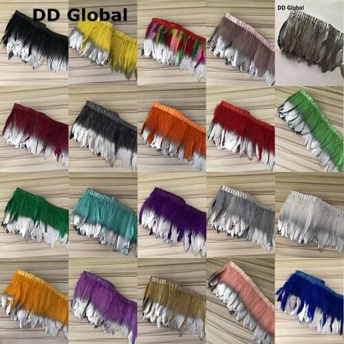 Silver Color Goose feather trims 10 meter/lot Dyed geese feather ribbons /15-20cm 6-8inch Duck feather fringes trimming on satin