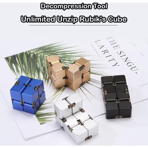 Aluminum Alloy Magical Infinity Cube Creative Fidget Toys Infinite Flip Decompression Cubes for Stress Relief