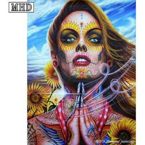 MHD full round drill 5D DIY Diamond Painting Skull Woman 3D Cross Stitch New Arrival Rhinestone Decorative Crafts Kit 40x50cm