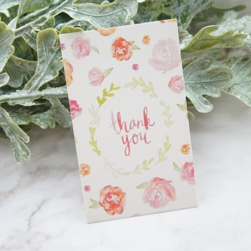 Multi-use 20pcs pink flower Garland thank you card Scrapbooking party invitation DIY message gift greeting card