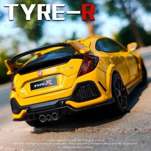 1/32 HONDA Civic Type R FK8 Alloy Car Model Diecast Metal Simulation Toy Vehicles Car Model Sound Light Collection Kids Toy Gift