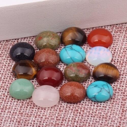 Reidgaller 30pcs mixed color natural stone cabochon 12mm diy flatback earrings jewelry making accessories for scrapbooking