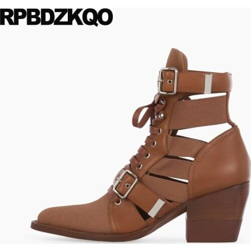 Chunky Snake 11 Block Front Lace Up Casual Ankle Boots Autumn Shoes Plus Size Snakeskin Women Pointed Toe Brown High Heel 10 Big