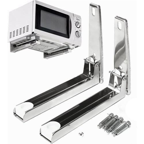 Support Frame Steel Foldable Stretch Shelf Rack Microwave Oven Wall Mount Bracket Stainless Silver