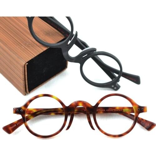 Top Quality Acetate Glasses Frame Men Women Handmade Wood Eyeglasses Brand Vintage Small Round Optical Glasses Frame box 323