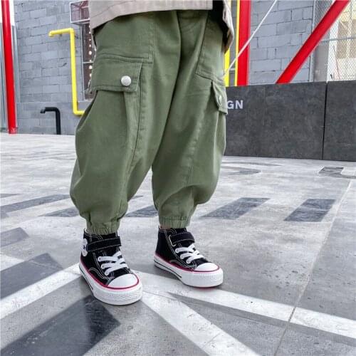 2020 Autumn Baby Boys Pants Korean Casual Pocket Cargo Pants For Boy Children 2-8 Years Toddler Boys Fashion Trousers New