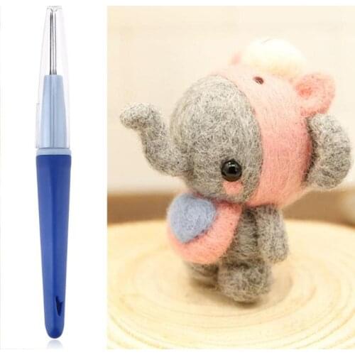 Plastic Punch Needle Set 3/7 Needles Embroidery Needle Pen for Felting Wool DIY Felting Craft Tool Handle Holder Punch Needles