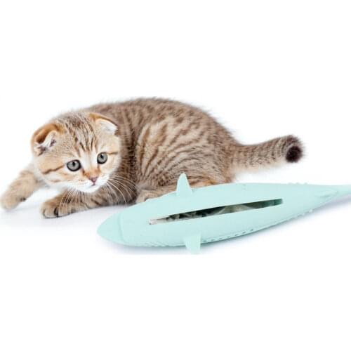 Silicone Cat Chew Toys Pet Catnip Molar Teeth Cleaning Simulation Fish Shape Training Interactive Toy For Cat Wagging Supplies
