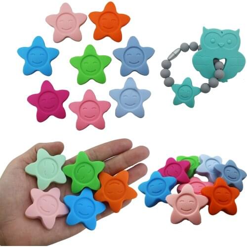 Silicone Star Beads Baby Teether Bpa Free Chew Bead Diy Teething Necklace Jewelry Making Baby Soother Chain Dental Gift