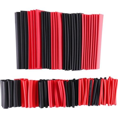150pcs/set 7.28m Black and Red Polyolefin Shrinking Assorted Heat Shrink Tube Wire Cable Insulated Sleeving Tubing Set 2:1