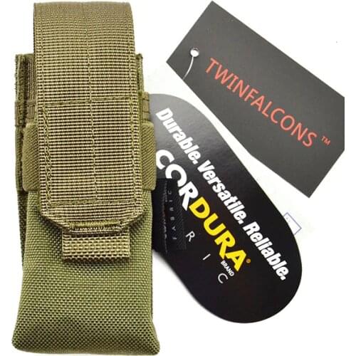 TwinFalcons Tactical MOLLE 9mm Pistol Single Magazine Pouch CORDURA Modular Combat Hunting Camping Climb Tactical Hike TW-M005