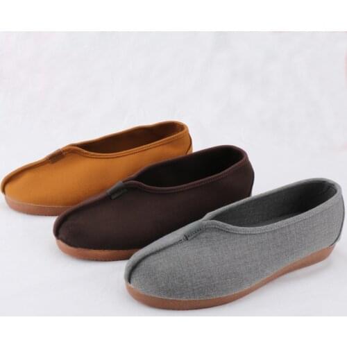 Unisex gray/yellow buddhist arhat zen lay meditation sneakers shaolin monk kung fu wushu shoes