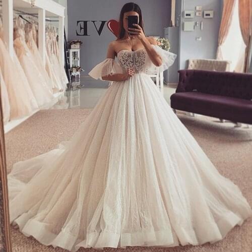 Vestido de Noiva 2021 Vintage Wedding Dresses Lace Biceps Sleeve Ball Gown Bride Dress Church Country Turkey Wedding Gowns