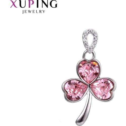 Xuping Pendant Necklaces Jewelry Leaf Shaped Crystals European Style for Women Gifts 33666