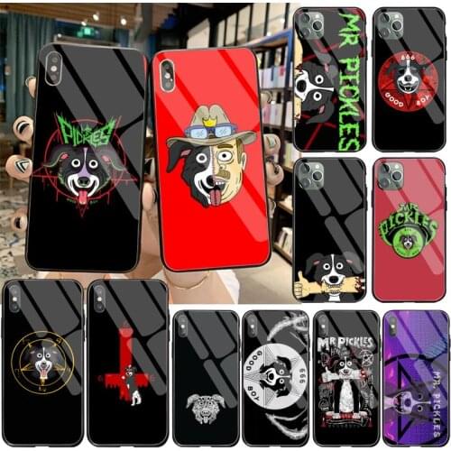YJZFDYRM Funny Mr. Pickles Anime Phone Case Tempered Glass For iPhone 11 Pro XR XS MAX 8 X 7 6S 6 Plus SE 2020 case