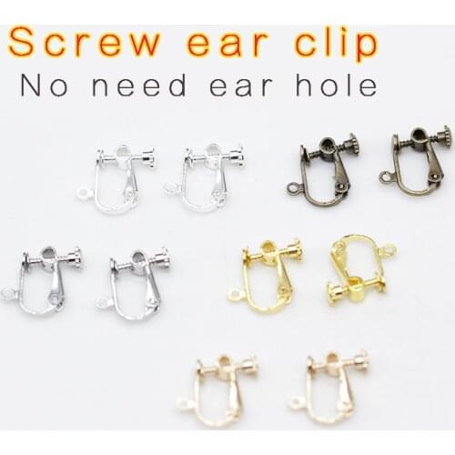 10p Silver gold plated Blank Earring Converter No-Pierced Ear Wire Screw Clip On earring clasps jewelry making finding supplies