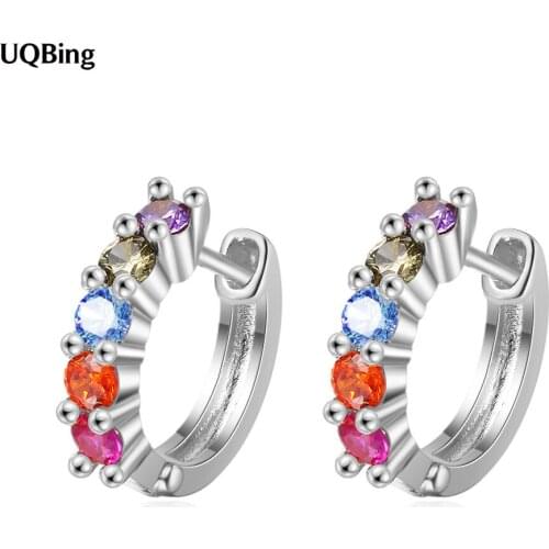 High Quality Colorful CZ Zircon Women 925 Sterling Silver Round Wedding Clip Earring On Ear Silver/Gold Jewelry 2020