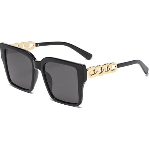 Chain Legs Women Square Sunglasses Vintage Oversized Big Frame Men Luxury Brand Retro Shades Oculos Gafas De Sol UV400 Female