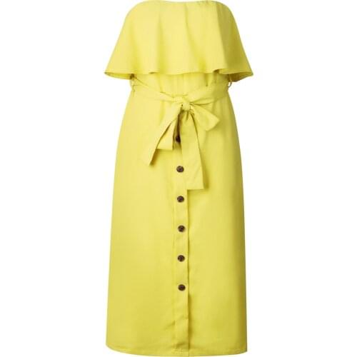 2020 Fashion Sexy Strapless Backless Button Ruffles Off Shoulder Summer Dress Women Black Wrap Midi Dresses For Women Vestidos