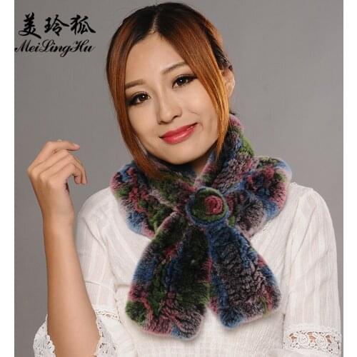 Hot Sales Winter Scarf Women Rabbit Fur Collar Top Fashion Luxury Brand Scarf Solid New Rabbit Real Fur Warm Women Scarves