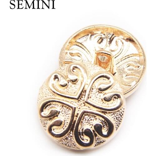 10pcs/lot New Fashion Metal Button Snap Gold Button British Style Buttons For Women Shirt Overcoat Accessories Handmade DIY