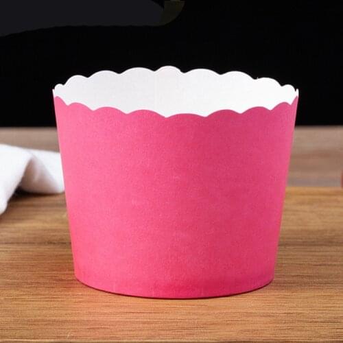 50pcs Pure Color rose Red blue Yellow Cupcake Wrapper Paper Cake Case Baking Cups Liner Muffin Kitchen Baking Pink Striped Dots