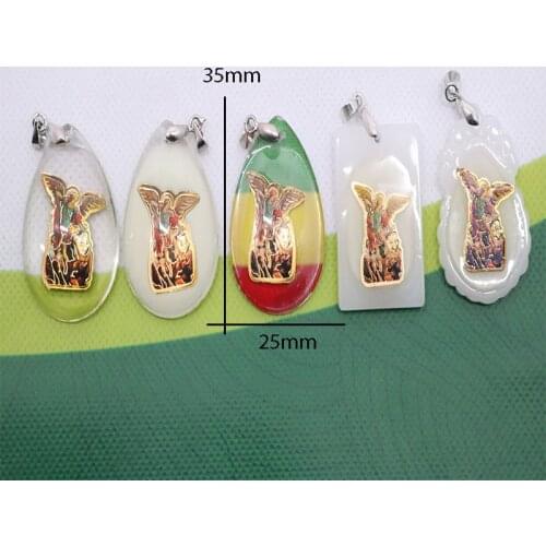 50 Pieces, Religious Michael Angel Medal Glamour Jewelry Pendant, Crystal Michael Angel Icon Medal Jewelry Gift Gift