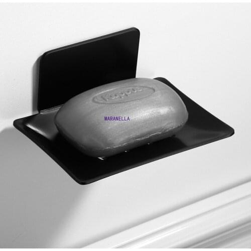 Aluminum Soap Holder Bathroom Black Soap Dish Storage Holder Free Punch Storage Rack Soap Holder Container