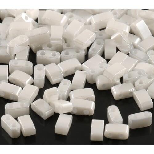 Two Hole Beads White AB Color Czech Glass Acrylic Beads for Needlework Jewelry Making Miyuki Vintage Tila Bracelets Accessories