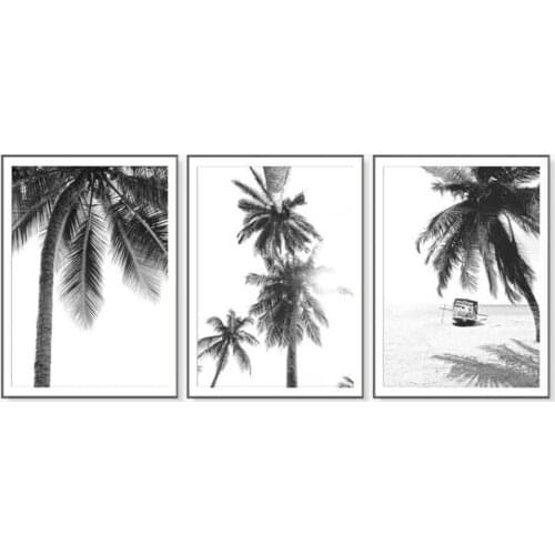Black White Canvas Painting Plant Coconut Tree Decorative Picture Living Room Dining Room Bedroom Office Photo Painting Poster