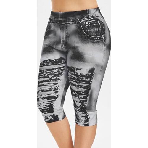 Black Fashion Plus Size High Waist Midi Leggings Women Casual Tie-dye Jeans Pants Skinny Jean Leggins Female 2020 Trousers