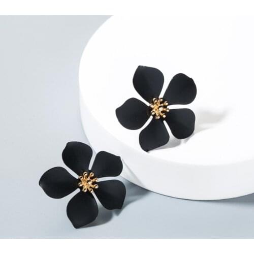 Black flower Floral stud Earrings Vintage Exaggerated Boho Party Wedding Fashion autumn red Earrings for Women Jewelry wholesale