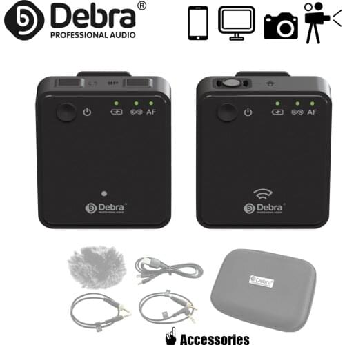 Debra GO-PROII Portable Wireless Lavalier Microphone Interview Lapel Mic with 100m Range for Smartphone DSLR Camera Webcast