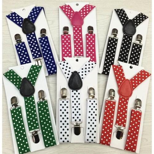 Kids Polka Dots Suspenders Adjustable Y-back Braces Clip-on Elastic Suspender Children Belt Baby Strap, 100PCS
