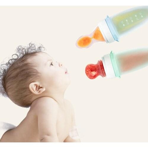 Baby Food Feeder Pacifier Fruit Silicone Bottle Squeeze Spoon Hygienic Cover Newborn With Meshes Baby Fruit And Vegetable Bite