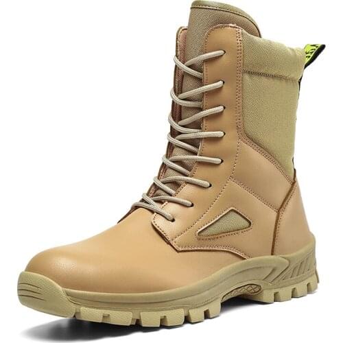 Mens High Quality Non-slip Wear-resistant Special Forces Tactical Desert Boots Ankle Boots Military Shoes Leather Snow Boots