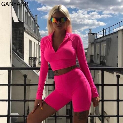 GANYANR Seamless Yoga Set Fitness Clothing Sportswear High Workout Waisted Gym Legging Bodysuit Women Sweat Suit Tracksuit Sport