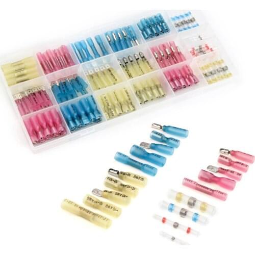 150PCS Insulated Terminators Waterproof&Seal Cable Wire Terminals Solder Sleeve Assorted Butt Heat Shrink Connectors Kit