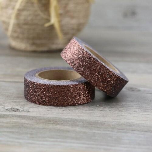 Brown Washi Tape Glitter Diy Stationery Decorative Tape Scrapbooking Photo Album School Tools Kawaii Scrapbook Paper
