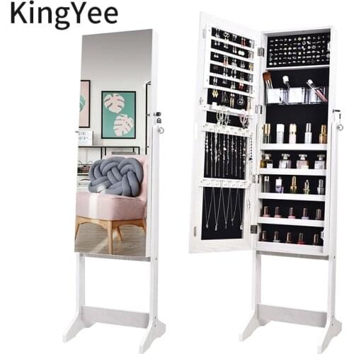 KingYee cosmetic mirror furniture decoration cosmetic storage cabinet standing wall-mounted jewelry storage cabinet with mirror