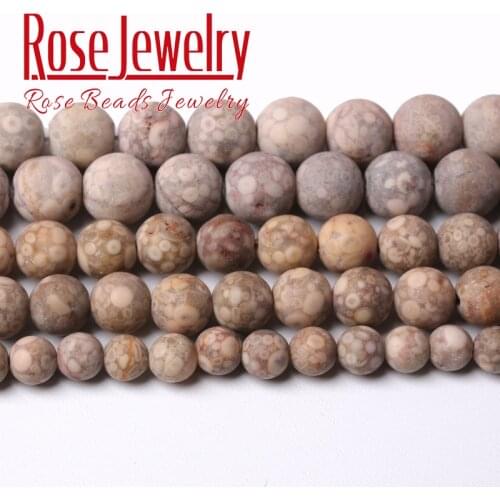 Natural Frost Chrysanthemum Stone Round Beads For Jewelry Making Coral Fossils Beads DIY Bracelets Accessories 4 6 8 10 12mm 15"